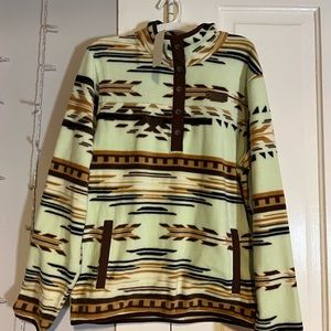 Green Aztec corder-zip pullover